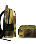 Side view of Elephant Printed Unisex Backpack with Large Capacity, Durable Polyester All Day Everyday Carry Bag design in focus