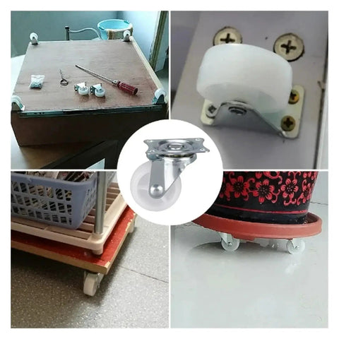 Lightweight White Swivel Casters With Fixed And Rotating Wheel Sets For Furniture And Carts Easy Glide Low Resistance