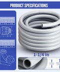 Liquid Tight Flex Conduit Kit One And One Quarter Inch Fifty Feet Non Metallic PVC Electrical Conduit Coiled with Dimensions