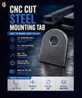Weld On Mounting Tabs Built From A36 Steel One And One Half Inch By One And One Half Inch Tabs With Three Eighths Inch Holes MIG