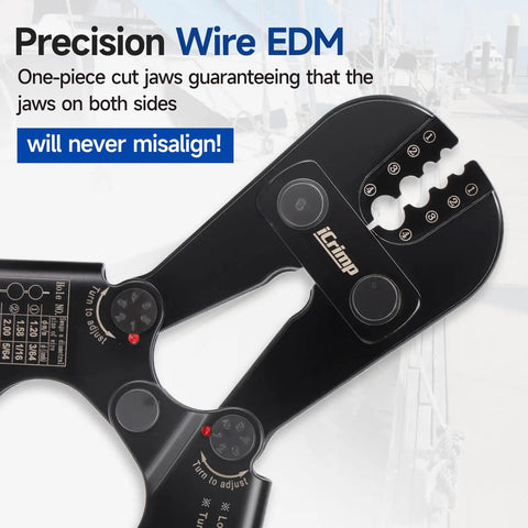 Pro Grade Wire Rope Crimping Tool For Aluminum Oval And Double Sleeves, 3/64 To 1/8 Inch Crimps, 4 Position Jaw close-up view