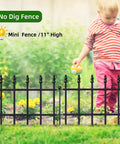Decorative Metal Garden Fence Panels Set With Stakes Easy Install 11 Inch High By 12 Feet Long Black Yard Border Fence
