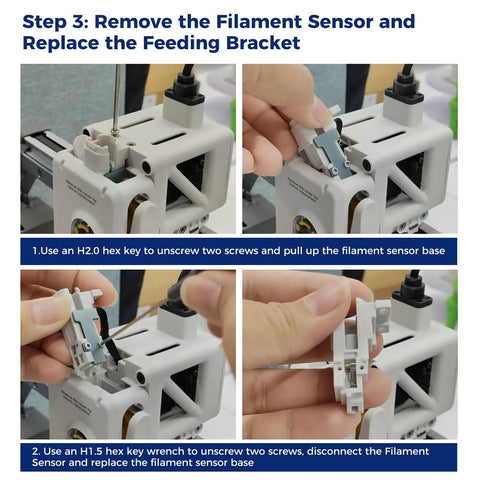 Ace Bamboo Filament Sensor Base for Bambu Lab A1 and A1 Mini 3D Printers Fixed Mount Bracket Securing Hall Board and Filament Hub Kick Butt Quick Upgrade Kit