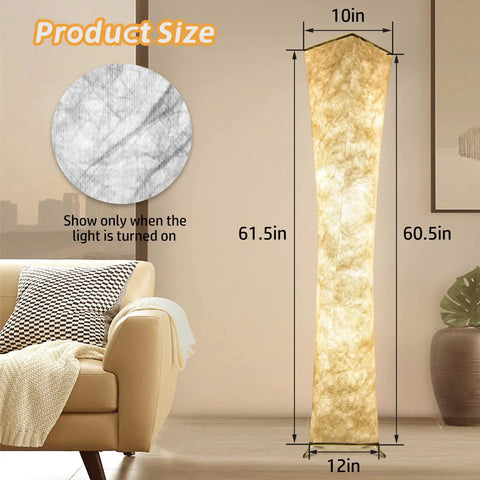 61 Inch RGB Floor Lamp With Remote Control Dimmable Color Changing Standing Light With Soft Fabric Shade product size