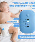 USB Rechargeable Bed Wetting Alarm for Boys and Girls With Ultra Sensitive Sensor, Loud Beep and Strong Vibration, Kid Friendly Potty Training Aid for Nighttime Enuresis, Quick Wake Up Call, Durable and Easy to Use, Blue on sleeping baby