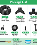 Package list of Backyard Friendly Drip Irrigation System With A 120 Ft Hose And 26 Adjustable Copper Sprinklers Auto Atomizing Sprinkler Heads