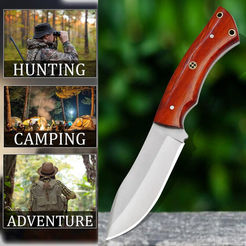 Enterprise Handmade Fixed Blade Hunting Knife With Stainless Steel Blade And Red Wood Handle for outdoor use