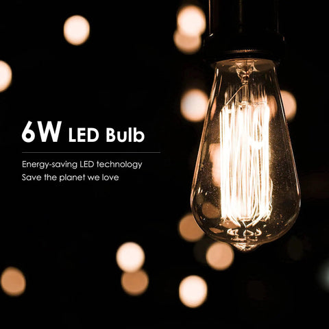 Glowing 6W LED bulb close-up for Modern Industrial Floor Lamp With Glass Shade And Foot Switch 6W LED Included Delivers 800 Lumens Of Warm White 2700K For A Cozy Yet Bright Living Room Or Bedroom Easy Assembly And Durable Build.