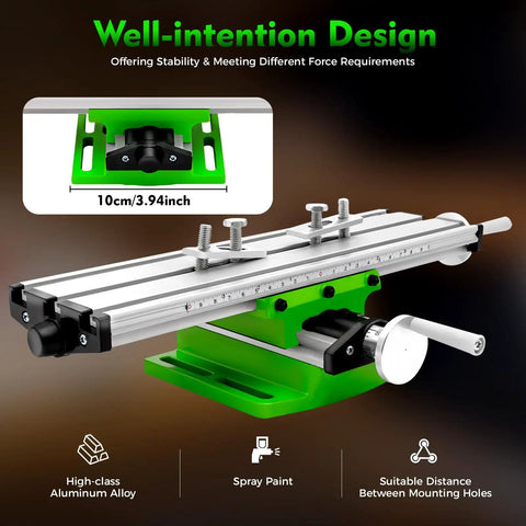 Adjustable XY Cross Slide Worktable For Milling And Drilling DIY Ready with aluminum alloy, shown with ruler for measurement