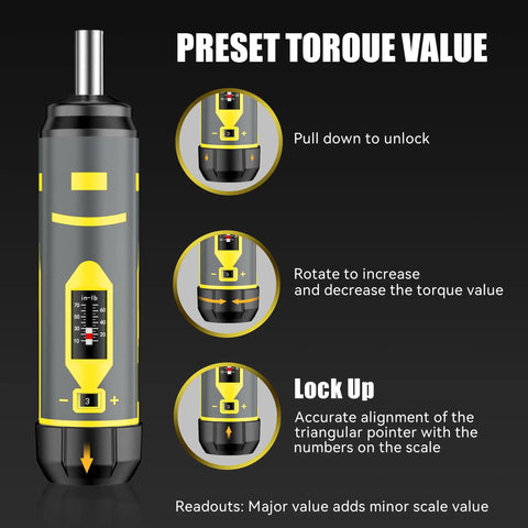 Pro Grade Torque Wrench And Screwdriver Set With 40 S2 Bits for Hex Torx Flat Phillips Square and Torx Security Bits interface view
