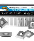 Heavy Gauge 12mm Square Tungsten Carbide Planer Blades packing four indexable cutting edges, designed for woodworking and upgrades.