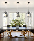 Black 1 Light Pendant Light With Adjustable Chain For Kitchen Island And Dining Room Hallway Entryway And Foyer Modern Industrial Wire Frame Lantern