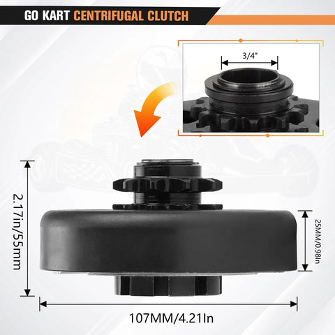 Go Kart Clutch Ten Tooth Centrifugal Clutch Three Quarter Inch Bore For 40 41 420 Chain Fits 2 To 6.5 HP Small Engines