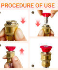 Procedure of use for 3 In 1 Power Washer Wand With Jet Nozzle For Garden Hose High Pressure Spray showing nozzle installation steps.