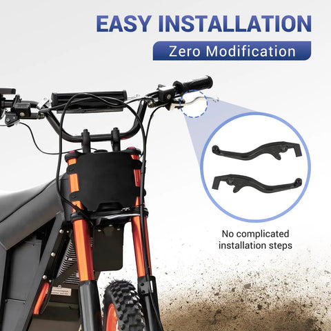 Electric Dirt Bike Hand Brake Lever Compatible With Soleil01 Tutto Tuttio E Bike Left Or Right Brake Handle Replacement For Tutti Soleil 01 Ebike Beefy Aluminum Alloy shown with easy installation instructions