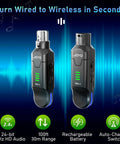 Wireless XLR Mic System For Dynamic Mics With Plug-On Transmitter And Receiver, 100ft Range, 24-Bit/48kHz Audio, MW-2