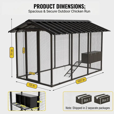 Beefy Large Walk-In Metal Chicken Coop And Outdoor Pet Enclosure Built To Last Heavy-Duty Galvanized Steel Cage 107x72x71 Inches