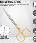 Pro Grade Micro Dissecting Scissors 4.5 Inch With Fine Point CVD Super Cut Edge Tungsten Carbide Inserts And Plasma Gold Rings