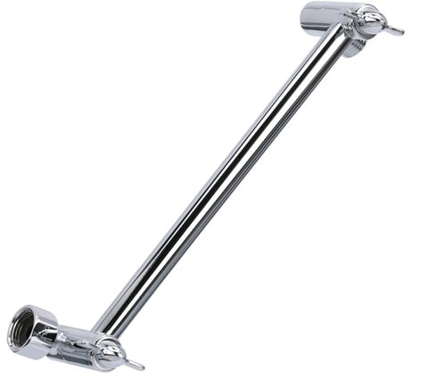 Adjustable Shower Arm Extension For Shower Heads Chrome Finish 10 To 18 Inch Reach Durable Brass Construction Easy Install