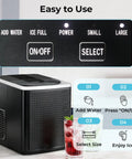 Smooth Countertop Bullet Ice Maker With Zero Hassle Setup And Custom Brick Panel, control panel with buttons for ice ball size.