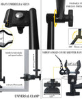 Portable Patio Umbrella With Solid Clamp Mount For Beach Chairs And Golf Carts, No Fuss Manual Open Close, Heavy Duty Sunshade with universal clamp.
