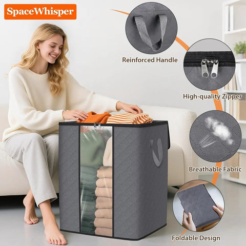 Built Tough As Nails To Kick Clutter Outta Your Closet 3 Pack Grey 100 L Foldable Storage Bins For Bedding Quilts And Clothes That Actually Save Serious Space