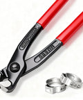 9 Inch Hose Clamp Pliers Crimping Tool Workhorse For Installing And Removing Clamps, carbon steel, red handles visible