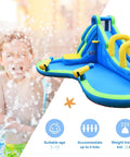 Inflatable Water Slide With Splash Pool, Arch, Climbing Wall And Two Water Cannons, Giant Backyard Water Park For Kids.