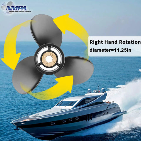 OEM Aluminum Outboard Propeller For Mercury Engines 30 60HP Right Hand Rotation Ten And A Half Diameter Thirteen Pitch Three Blade Gearcase Thirteen Spline