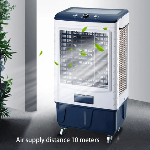 Stay Chill All Day Long With This Portable Evaporative Air Cooler with three wind settings and easy-glide wheels.