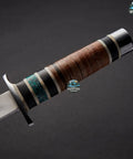 Close-up of handle on Hand Forged Short Sword With Sharp Tanto Blade, Custom Handmade Katana Steel Blade In D2 Steel, Fully Customizable
