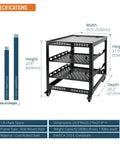 Specifications of 12U Open Frame Network Rack On Wheels With 4 Posts For IT And AV Gear, Mobile Steel Cabinet Includes 2 X 1U Server Shelves.
