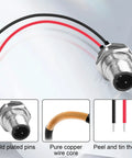 2 Pack Rugged M12 2 Pin Male Connector Cable A-Coded IP67 Waterproof Aviation Connector Pin To Bare Wire 22AWG Sensor Cable