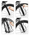 All Weather Waterproof Bike Fork Bag For Bikepacking With Roll Top Closure And Heat Sealed Seams Front Pannier installation process on fork