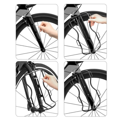 All Weather Waterproof Bike Fork Bag For Bikepacking With Roll Top Closure And Heat Sealed Seams Front Pannier installation process on fork