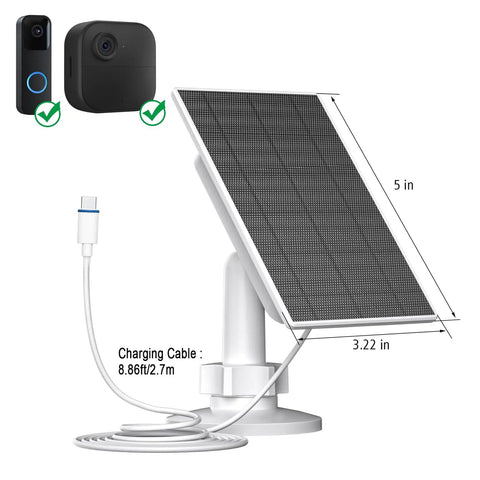 2W Solar Panel For Blink Outdoor 4 Camera And Video Doorbell USB C Solar Charger with 8.86 ft Cable and Adjustable Mount