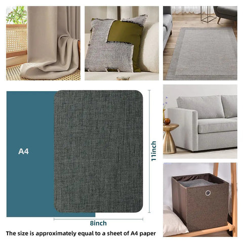 Self Adhesive Linen Repair Patches 8 By 11 Inches 2 Pack In Dark Grey for sofas, couches, and other fabric surfaces.