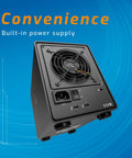 Kickass Four Bay Thunderbolt Storage Enclosure With Rock Solid Raid Setup And Dang Fast Up To 1527Mbps Throughput showing built-in power supply and fan.