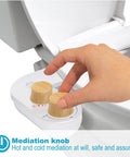 Adjusting knobs on Hot And Cold Non Electric Bidet Attachment For Toilet With Easy Install Sprayer, White Wood Grain Finish
