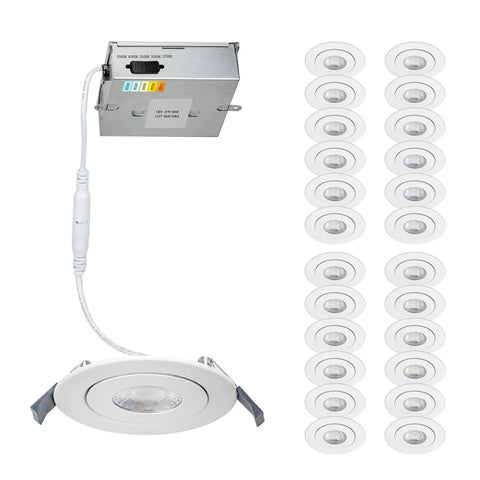 Pro Grade Six Inch Led Recessed Can Light Delivers Knockout Accent Glow With Slick Pivot Hinge And Five Cct Settings Yields No Sweat Illumination For Every Home Upgrade Packaged As Solid Twenty Four Piece White Fixture Kit Optimized For Tight Wall, featuring 24 adjustable lights and slim power supply.