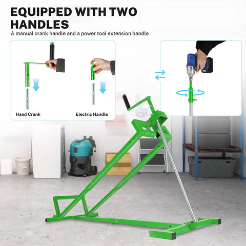 Heavy Duty Lawn Mower Lift Jack for Riding Tractor & Garden Mowers 880 Lbs Capacity with hand crank and electric handle.