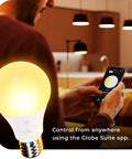 Person controlling WiFi Smart LED Bulb 10W 60W Equivalent Multicolor RGB Tunable White 2000K To 5000K A19 E26 using phone app
