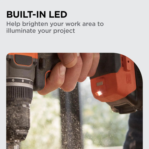 20v Max Cordless Drill And Impact Driver Combo Kit With Brushless Motor 2ah Battery Charger LED light illuminating workspace.