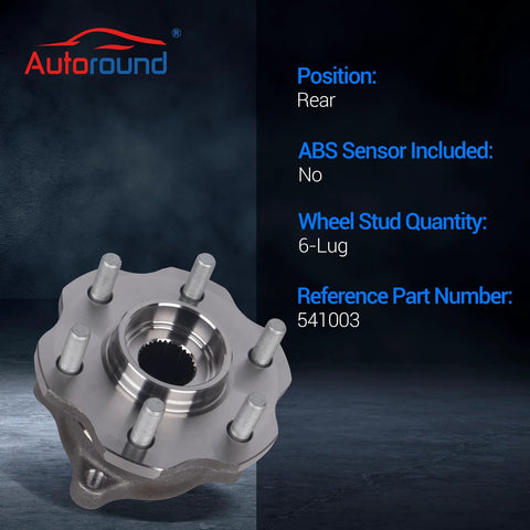 Rear Wheel Bearing And Hub Assembly For Nissan Armada 2005 2008 And Pathfinder 2005 2012 With Six Lugs No ABS product image