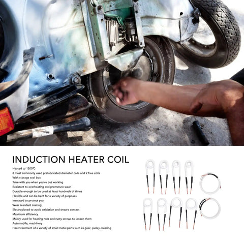 Top Shelf Induction Heater Coil Kit Including 10 Pcs Brass Core Rods And A Solid Storage Box in automotive rust removal process.
