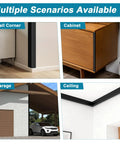 Heavy Duty Self Adhesive Wall Corner Protectors 45 By 1 Inch Solid Aluminum Corner Guards Black in various applications like wall, cabinet, garage, and ceiling.