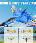 Foam RC Airplanes For Teens And Adults With Gyro Stabilized Flight Easy To Control Remote Control Fighter Jet SU27 Blue Edition