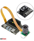 Day And Night Vision IMX477 HQ Camera For Jetson Orin NX connected to developer board with 12MP lens and cable