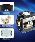 Heavy Duty 40 Amp 24V AC Contactor For Air Conditioner Two Pole Definite Purpose NO Coil With Silver Alloy Contacts shown