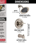 Dimensions detail of Brushed Nickel Tub And Shower Faucet Trim Kit With Shower Head And Handle Stainless BT14496-SS